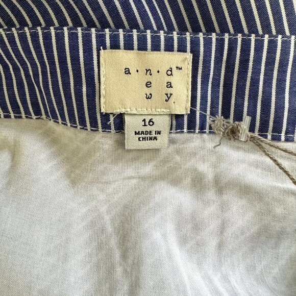 NWT A New Day Blue White Striped Skirt Size 16 Asymmetrical Ruffle - Picture 8 of 10